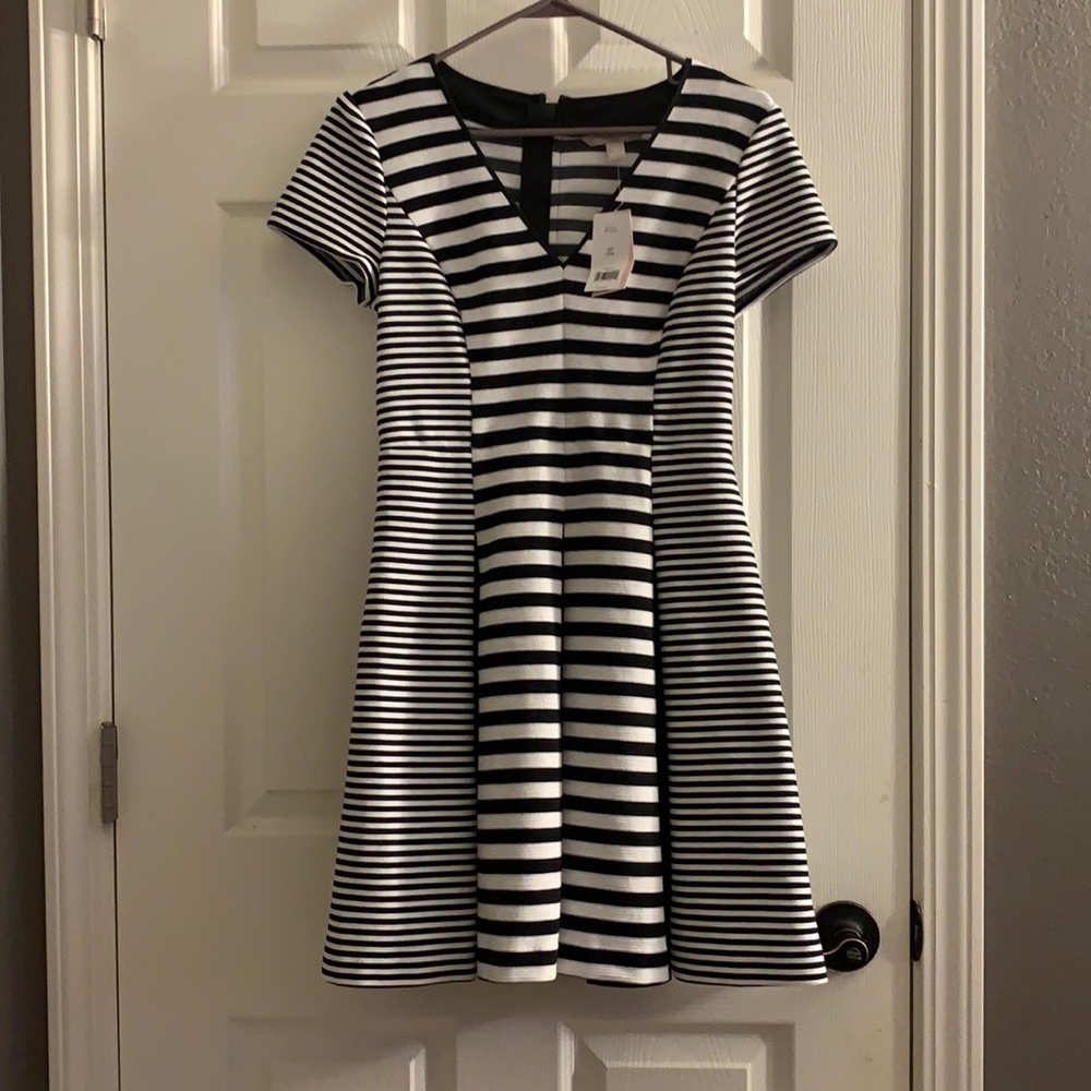 Black and White striped Banana Republic mini dress
